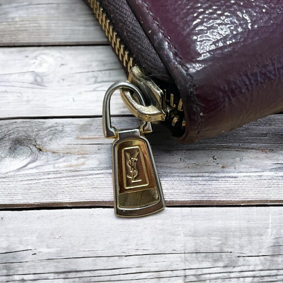 *GVY* YSL EUC Belle De Jour Zip Around Wallet Purple Textured Patent Calfskin - Picture 13 of 16